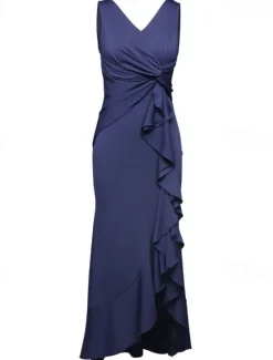 Hot Women's Midi Dress Party Dress Cocktail Dress Wedding Guest Dress Elegant Fashion Wedding Party Special Occasion Regular Fit Plain Sleeveless V Neck Black Wine Red Navy Blue Summer Women Cocktail Dress
