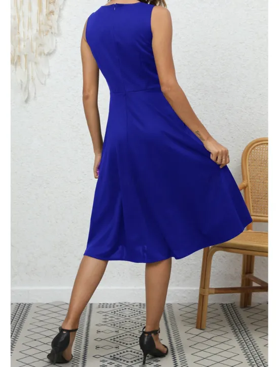 Discount Women's Midi Dress Party Dress Cocktail Dress Fashion Party Birthday Date Regular Fit Plain Sleeveless V Neck Black Wine Blue Dark Green Summer Women Cocktail Dress