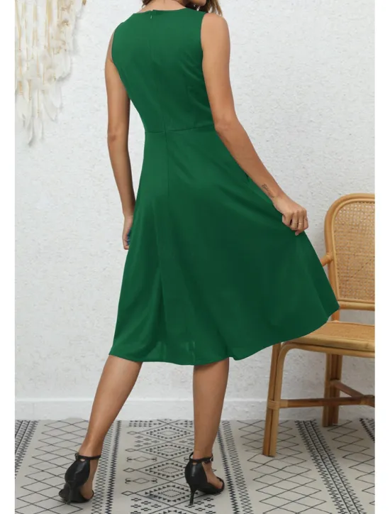 Discount Women's Midi Dress Party Dress Cocktail Dress Fashion Party Birthday Date Regular Fit Plain Sleeveless V Neck Black Wine Blue Dark Green Summer Women Cocktail Dress