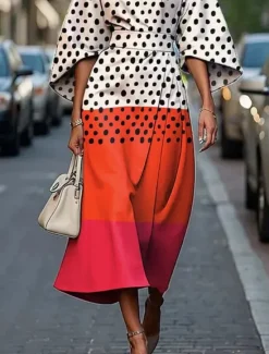 Best Women's Midi Dress Print Dress Elegant Fashion Outdoor Holiday Date Regular Fit Color Block Striped Half Sleeve Crew Neck Black White Summer Women Floral Dresses