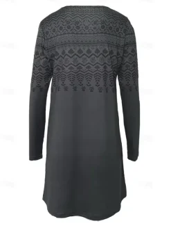 Discount Women's Midi Dress Sheath Dress T Shirt Dress Tee Dress A Line Dress Athletic Dress Vacation Casual Boho Daily Regular Fit Graphic Geometric Houndstooth Long Sleeve Crew Neck Blue Khaki Gray Summer Women T Shirt Dresses