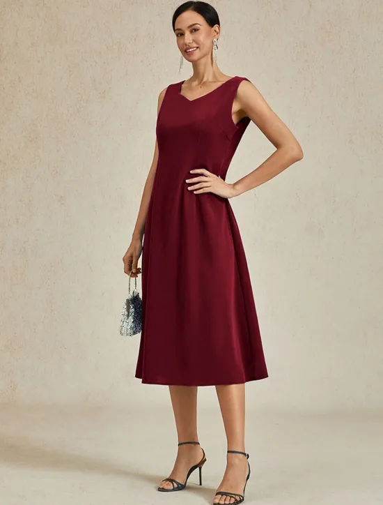 Hot Women's Midi Dress Sheath Dress A Line Dress Elegant Wedding Party Wedding Guest Regular Fit Solid Color Sleeveless V Neck Gray Pink Black Burgundy Navy Blue Summer Spring Fall Winter Women Cocktail Dress