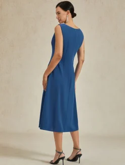 Hot Women's Midi Dress Sheath Dress A Line Dress Elegant Wedding Party Wedding Guest Regular Fit Solid Color Sleeveless V Neck Gray Pink Black Burgundy Navy Blue Summer Spring Fall Winter Women Cocktail Dress