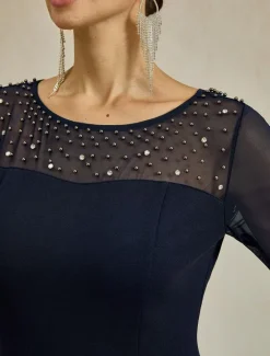 Hot Women's Midi Dress Sheath Dress Elegant Regular Fit Solid Color Half Sleeve Crew Neck Summer Spring Women Cocktail Dress