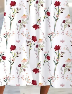 Online Women's Midi Dress Shift Dress Floral Pocket Print V Neck Date Vacation Short Sleeve Summer Spring Women Spring Dresses|Casual Dress