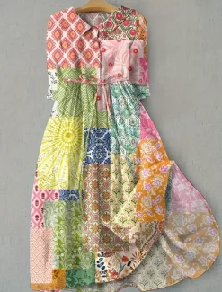 Online Women's Midi Dress Shift Dress Casual Daily Regular Fit Floral Graphic Half Sleeve Shirt Collar Pink Blue Purple Green Summer Spring Women Casual Dress