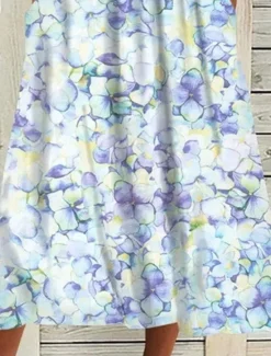 Outlet Women's Midi Dress Shift Dress Swing Dress Short Sleeve Floral Pocket Spring Summer Crew Neck Stylish Loose Fit 2023 S M L XL XXL 3XL Women Casual Dress|Spring Dresses