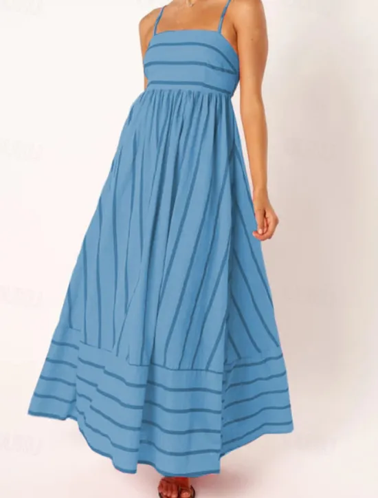 Hot Women's Midi Dress Slip Dress Classic Modern Outdoor Vacation Holiday Regular Fit Striped Sleeveless Spaghetti Strap Yellow Light Green Wine Red Summer Women Casual Dress