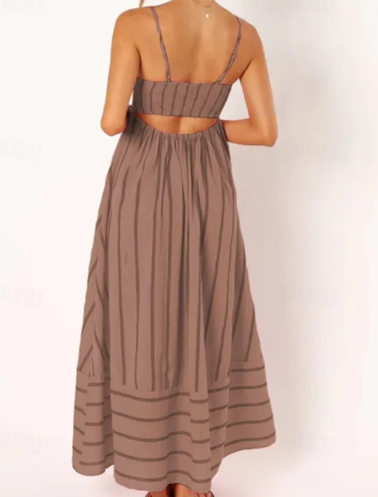 Hot Women's Midi Dress Slip Dress Classic Modern Outdoor Vacation Holiday Regular Fit Striped Sleeveless Spaghetti Strap Yellow Light Green Wine Red Summer Women Casual Dress