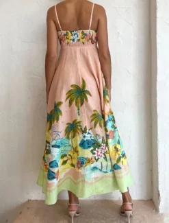 Discount Women's Midi Dress Summer Dress Slip Dress Print Dress Fashion Classic Vacation Beach Weekend Regular Fit Tropical Sleeveless Spaghetti Strap Summer Women Vacation Dresses
