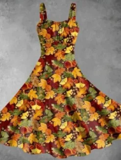 Discount Women's Midi Dress Summer Dress Stylish Casual Vacation Home Date Form Fit Graphic Sleeveless Strap Yellow Pink Red Burgundy Summer Women Floral Dresses