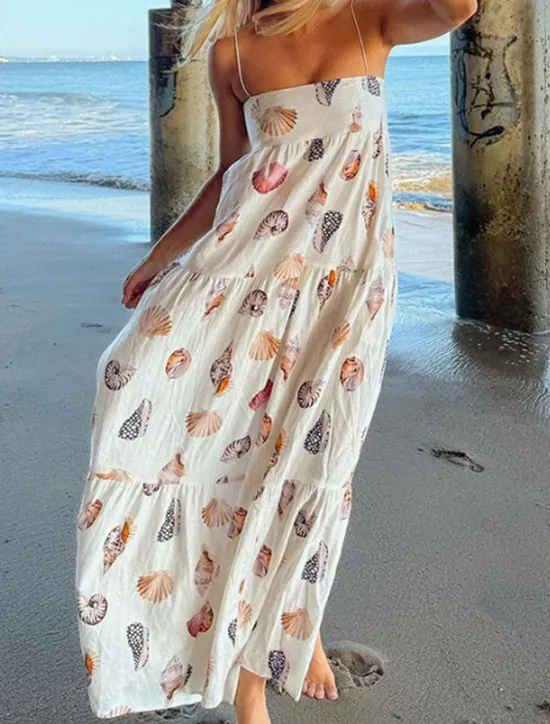 Best Women's Midi Dress Summer Dress Slip Dress Fashion Outdoor Holiday Going out Regular Fit Flower Sleeveless Spaghetti Strap Summer Women Vacation Dresses