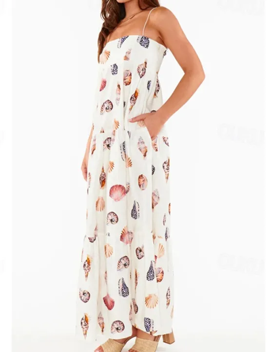 Best Women's Midi Dress Summer Dress Slip Dress Fashion Outdoor Holiday Going out Regular Fit Flower Sleeveless Spaghetti Strap Summer Women Vacation Dresses