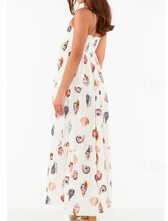 Best Women's Midi Dress Summer Dress Slip Dress Fashion Outdoor Holiday Going out Regular Fit Flower Sleeveless Spaghetti Strap Summer Women Vacation Dresses