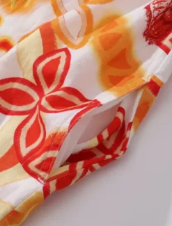 Hot Women's Midi Dress Sundress Shift Dress Ruffle Dress Puff Sleeve Dress Vacation Party Birthday Party Going out Beach Floral Graphic Sleeveless V Neck Blue Orange off-white Summer Spring Women Vacation Dresses