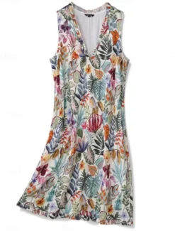 Hot Women's Midi Dress Sundress Shift Dress Ruffle Dress Puff Sleeve Dress Vacation Party Birthday Party Going out Beach Floral Graphic Sleeveless V Neck Blue Orange off-white Summer Spring Women Vacation Dresses