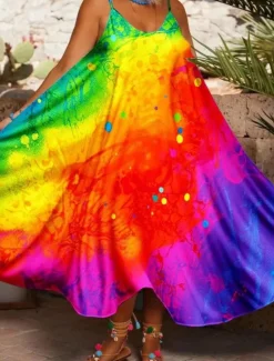 Clearance Women's Midi Dress Sundress Summer Dress Slip Dress Fit And Flare Dress Vacation Casual Boho Cold Shoulder Vacation Party Casual Oversized Floral Graphic Sleeveless Strap White Light Green Light Women Vacation Dresses