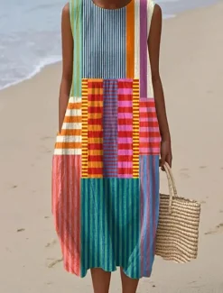 Outlet Women's Midi Dress Sundress Vacation Casual Boho Going out Floral Graphic Sleeveless Crewneck White Blue Orange Green Summer Spring Women Vacation Dresses