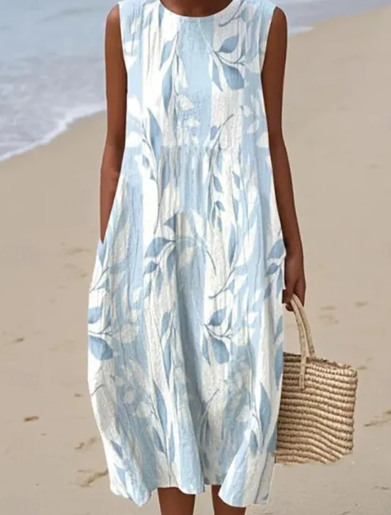 Outlet Women's Midi Dress Sundress Vacation Casual Boho Going out Floral Graphic Sleeveless Crewneck White Blue Orange Green Summer Spring Women Vacation Dresses