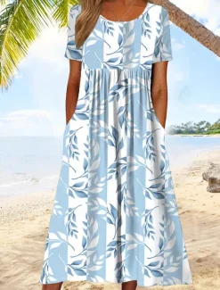 Outlet Women's Midi Dress T Shirt Dress Tee Dress A Line Dress Summer Dress Bohemia Vacation Vintage Regular Fit Floral Graphic Short Sleeve Crew Neck Summer Spring Women Casual Dress