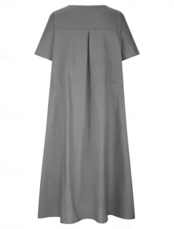 Sale Women's Midi Dress T Shirt Dress Tee Dress Summer Dress Casual Daily Regular Fit Plain Short Sleeve Crew Neck Black Orange Apricot Gray Summer Women Dresses