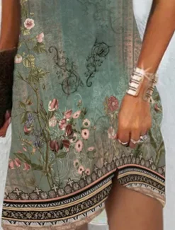 Best Women's Midi Dress T Shirt Dress Tee Dress Sundress Shift Dress Summer Dress Bohemia Active Fashion Outdoor Vacation Party Regular Fit Floral Tribal Short Sleeve Sweetheart Summer Spring Women T Shirt Dresses