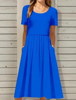 Clearance Women's Midi Dress T Shirt Dress Tee Dress Shift Dress Summer Dress Vacation Casual Party Daily Going out Regular Fit Graphic Plain Short Sleeve Crew Neck Navy Black White Yellow Summer Women White Dresses