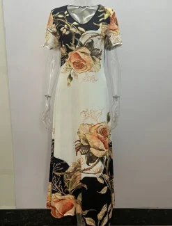 Women's Midi Dress T Shirt Dress Tee Dress Shift Dress Summer Dress Fit And Flare Dress Casual Vacation Daily Regular Fit Floral Graphic Short Sleeve V Neck Yellow Pink Blue Green Summer Women T Shirt Dresses