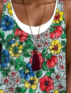 Sale Women's Midi Dress Tank Dress Fashion Classic Outdoor Daily Weekend Regular Fit Floral Graphic Sleeveless Crew Neck Summer Spring Fall Women Floral Dresses