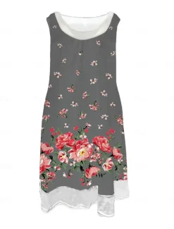 Hot Women's Midi Dress Tank Dress Fashion Classic Outdoor Daily Weekend Regular Fit Graphic Sleeveless Crew Neck Spring Fall Women Floral Dresses