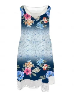 Best Women's Midi Dress Tank Dress Fashion Classic Outdoor Daily Weekend Regular Fit Graphic Color Gradient Sleeveless Crew Neck Spring Fall Women Floral Dresses