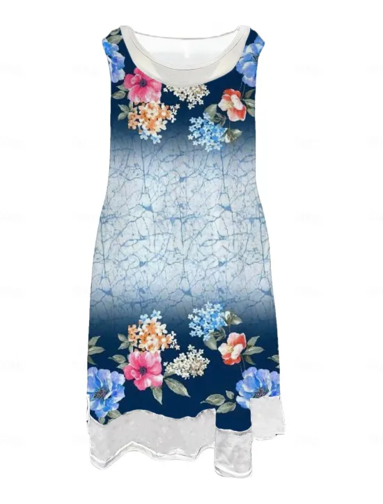 Best Women's Midi Dress Tank Dress Fashion Classic Outdoor Daily Weekend Regular Fit Graphic Color Gradient Sleeveless Crew Neck Spring Fall Women Floral Dresses