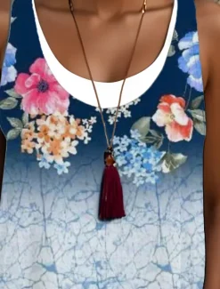 Best Women's Midi Dress Tank Dress Fashion Classic Outdoor Daily Weekend Regular Fit Graphic Color Gradient Sleeveless Crew Neck Spring Fall Women Floral Dresses