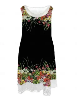 Outlet Women's Midi Dress Tank Dress Fashion Classic Outdoor Daily Weekend Regular Fit Graphic Sleeveless Crew Neck Spring Fall Women Floral Dresses
