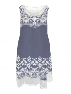 Discount Women's Midi Dress Tank Dress Fashion Classic Outdoor Daily Weekend Regular Fit Graphic Geometric Sleeveless Crew Neck Spring Fall Women Floral Dresses
