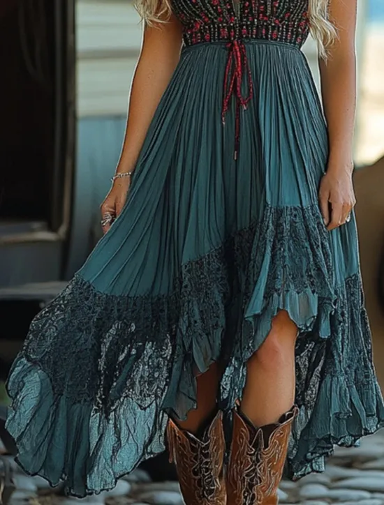 New Women's Midi Dress Vintage Dress Summer Dress Slip Dress Western Dress Fashion Classic Modern Vacation Daily Going out Regular Fit Flower Sleeveless Spaghetti Strap Summer Women Floral Dresses