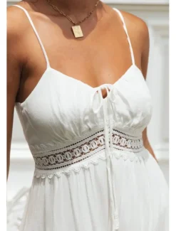Hot Women's Midi Dress Dress Slip Dress Fashion Modern Birthday Graduation Going out Regular Fit Plain Sleeveless Spaghetti Strap Summer Women White Dresses