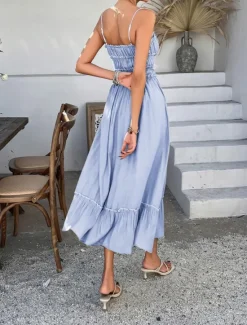 Outlet Women's Midi Dress White Dress Casual Dress Summer Dress Slip Dress Fashion Modern Daily Beach Weekend Regular Fit Plain Sleeveless Spaghetti Strap Black Yellow Blue Green Summer Women Vacation Dresses|Sundresses