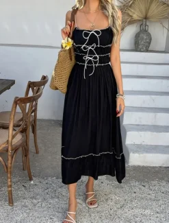 Outlet Women's Midi Dress White Dress Casual Dress Summer Dress Slip Dress Fashion Modern Daily Beach Weekend Regular Fit Plain Sleeveless Spaghetti Strap Black Yellow Blue Green Summer Women Vacation Dresses|Sundresses