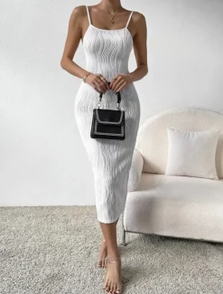 Sale Women's Midi Dress Dress Graduation Dress Slip Dress Fashion Birthday Date Going out Regular Fit Plain Sleeveless Spaghetti Strap Summer Women White Dresses