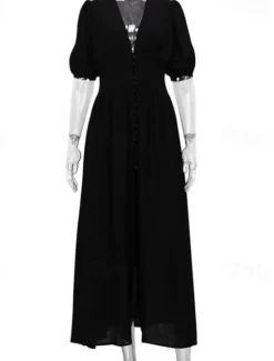 Best Women's Midi Dress White Dress Graduation Dress Party Dress Fashion Modern Party Birthday Date Regular Fit Plain Short Sleeve V Neck Black White Summer Women White Dresses