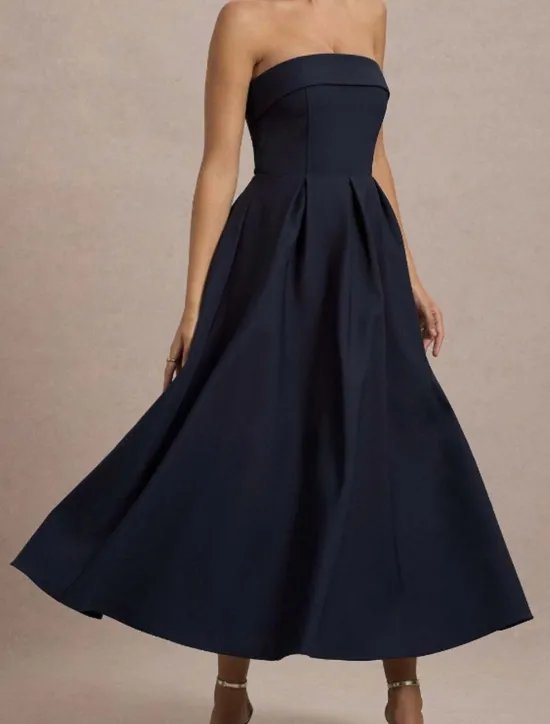 Sale Women's Midi Dress White Dress Graduation Dress Prom Dress Party Dress Fashion Wedding Party Evening Party Regular Fit Plain Sleeveless Strapless Black White Yellow Pink Summer Women White Dresses
