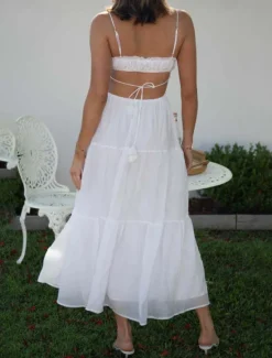 Clearance Women's Midi Dress White Dress Graduation Dress Slip Dress Fashion Modern Birthday Holiday Graduation Regular Fit Plain Sleeveless Spaghetti Strap Black White Yellow Blue Summer Women White Dresses