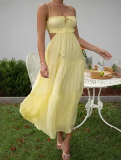 Clearance Women's Midi Dress White Dress Graduation Dress Slip Dress Fashion Modern Birthday Holiday Graduation Regular Fit Plain Sleeveless Spaghetti Strap Black White Yellow Blue Summer Women White Dresses