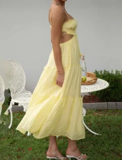 Clearance Women's Midi Dress White Dress Graduation Dress Slip Dress Fashion Modern Birthday Holiday Graduation Regular Fit Plain Sleeveless Spaghetti Strap Black White Yellow Blue Summer Women White Dresses