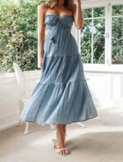 Clearance Women's Midi Dress White Dress Graduation Dress Slip Dress Fashion Modern Birthday Holiday Graduation Regular Fit Plain Sleeveless Spaghetti Strap Black White Yellow Blue Summer Women White Dresses