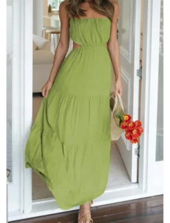 New Women's Midi Dress White Dress Graduation Dress Slip Dress Fashion Modern Birthday Holiday Date Regular Fit Plain Sleeveless Spaghetti Strap White Light Green Orange Summer Women Cocktail Dress