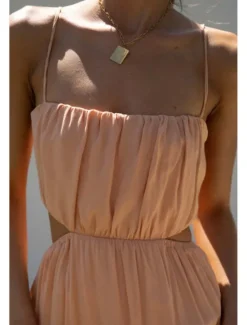New Women's Midi Dress White Dress Graduation Dress Slip Dress Fashion Modern Birthday Holiday Date Regular Fit Plain Sleeveless Spaghetti Strap White Light Green Orange Summer Women Cocktail Dress