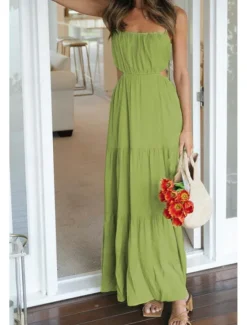 New Women's Midi Dress White Dress Graduation Dress Slip Dress Fashion Modern Birthday Holiday Date Regular Fit Plain Sleeveless Spaghetti Strap White Light Green Orange Summer Women Cocktail Dress