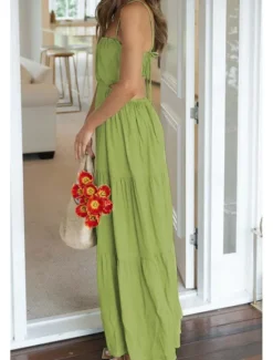 New Women's Midi Dress White Dress Graduation Dress Slip Dress Fashion Modern Birthday Holiday Date Regular Fit Plain Sleeveless Spaghetti Strap White Light Green Orange Summer Women Cocktail Dress